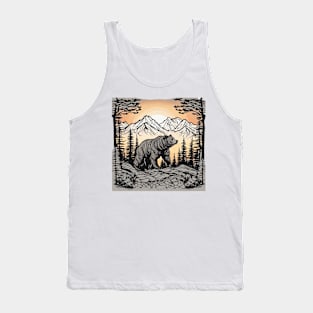 Mountain Nature Landscape and Bear Tank Top